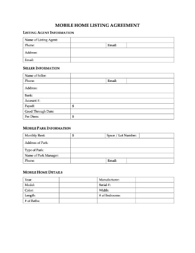 USA Mobile Home Listing Agreement