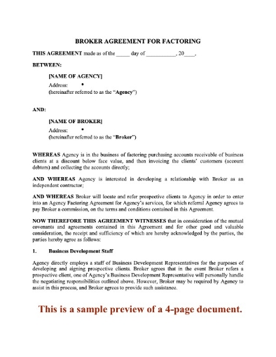 Picture of Broker Agreement for Factoring | USA