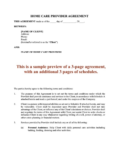 USA Home Care Provider Agreement