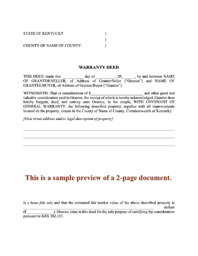 Kentucky General Warranty Deed