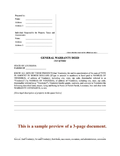 Louisiana General Warranty Deed