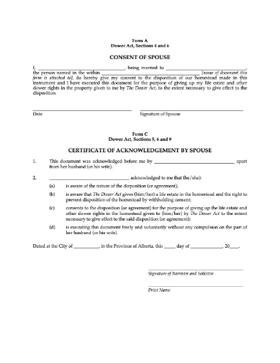 Alberta Dower Act Forms