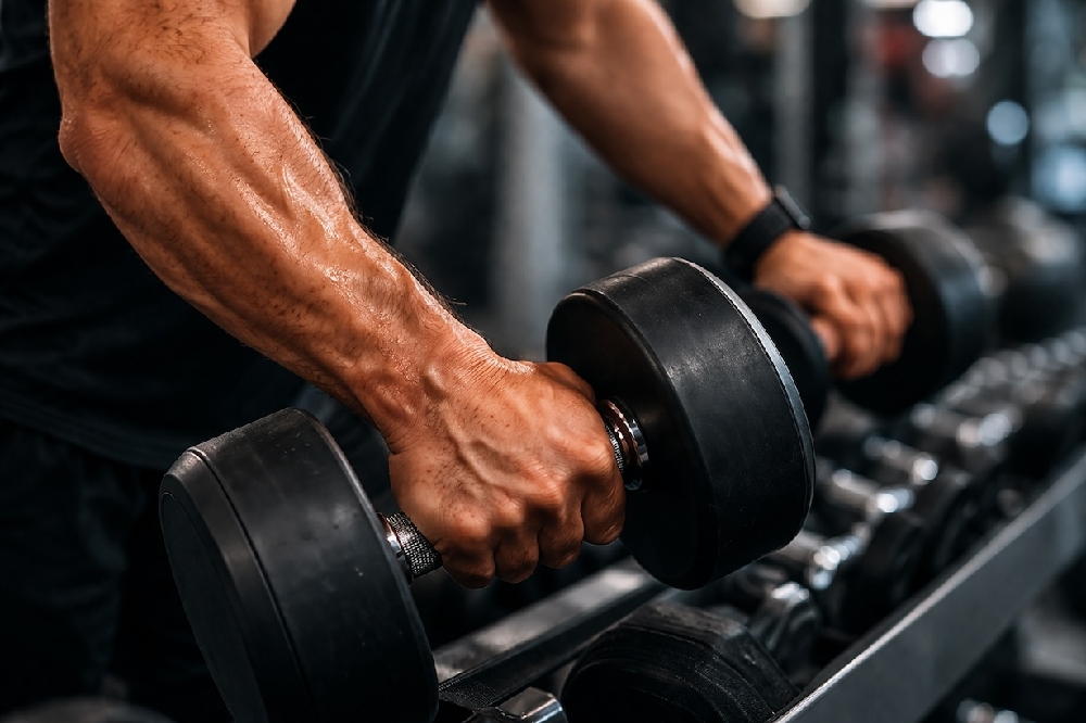 man lifting weights in a gym